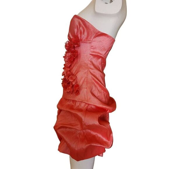 Forever 21 women's large Coral mini ruffle dress prom evening formal nwt straple - Picture 2 of 5